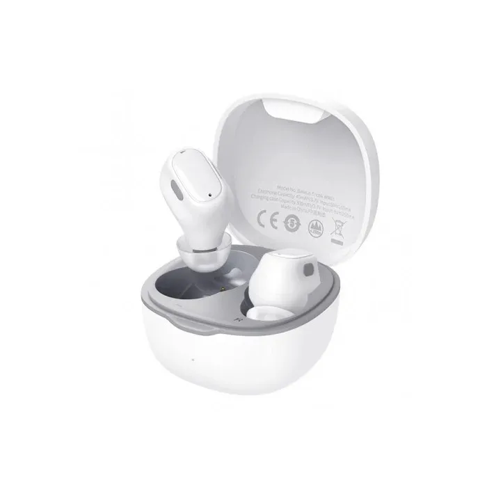 Напълно безжични слушалки BASEUS Bowie WM01, Bluetooth 5.3, TWS, тапи за уши, до 25 часа с калъфа, USB Type-C, бели