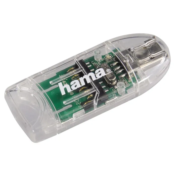 Външен четец за карти памет Hama 91092, 8 в 1, USB-A 2.0, трансфер до 60 MB/s, поддръжка на MMC, LED индикатор