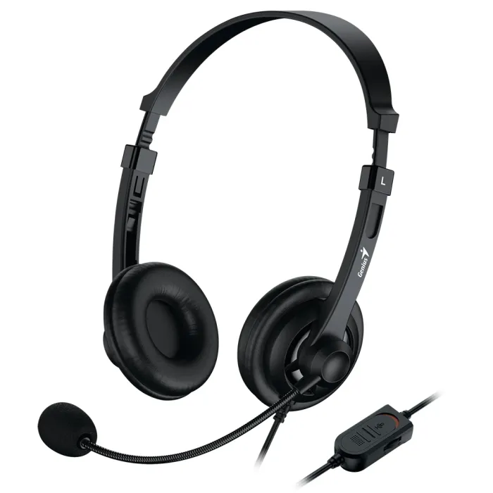 Слушалки с микрофон, Genius HS-230U, USB Genius, Mic, Black