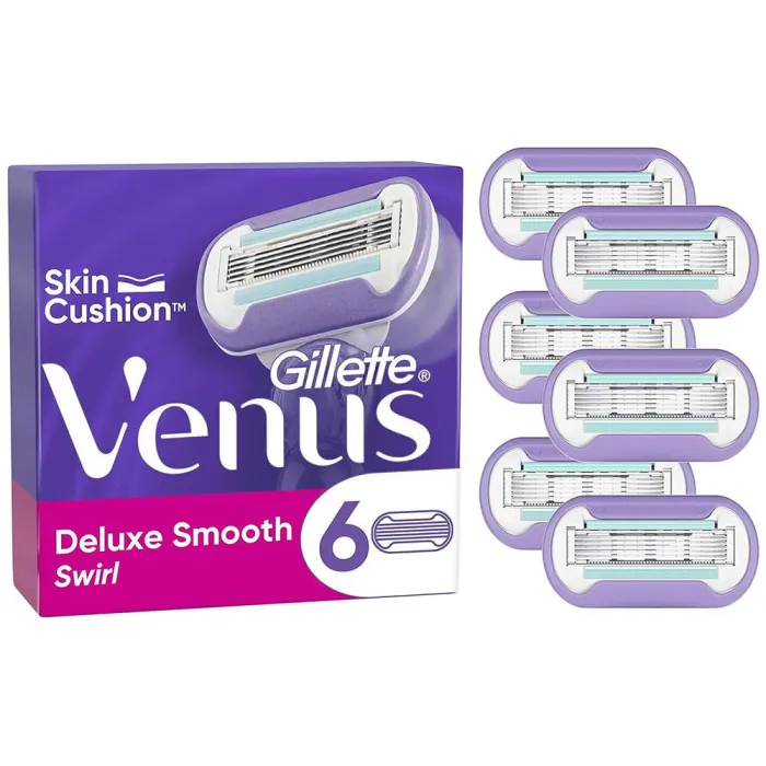 Резервни ножчета за дамска самобръсначка Gillette Venus Deluxe Smooth Swirl, 6 броя