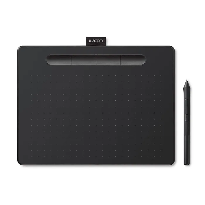 Графичен таблет WACOM Intuos M Black, активна площ 216 x 135 mm, 4096 нива на натиск, 2540 lpi, 4 програмируеми клавиша, USB-A