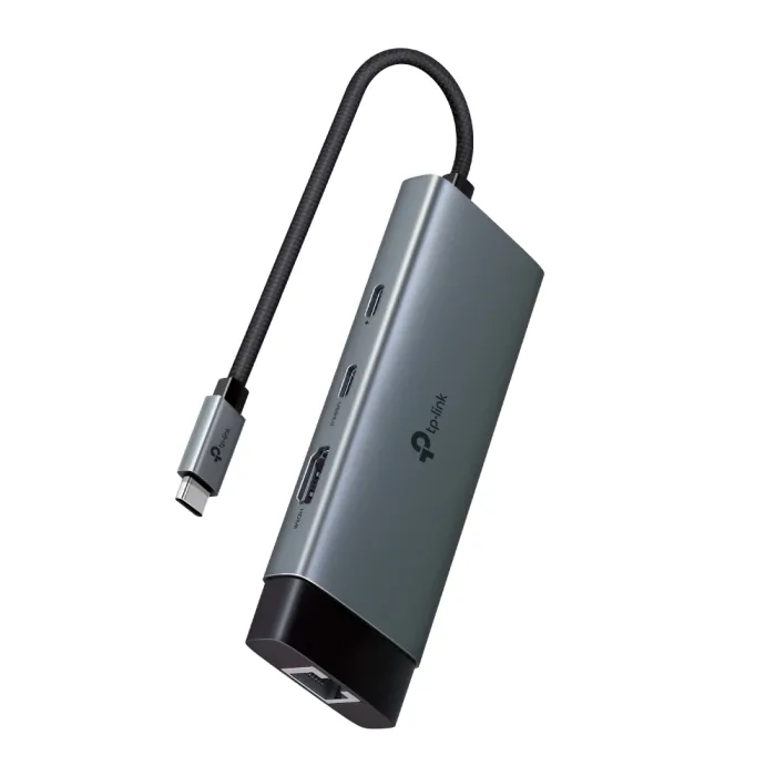 USB Type-C хъб TP-LINK UH6120C, 6 в 1, HDMI 4K@60Hz, RJ45 Gigabit, USB-C PD до 100 W, USB-C и 2x USB-A до 5 Gbps