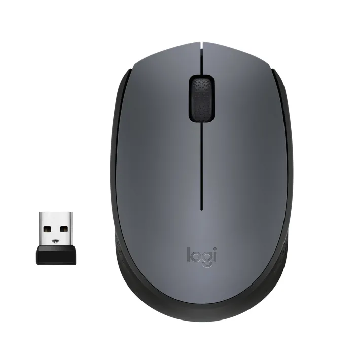 Безжична оптична мишка Logitech M170, 2,4 GHz, 1000 DPI, USB nano приемник, двуличен дизайн, до 12 месеца с 1 x AA батерия