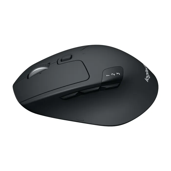 Безжична мишка Logitech M720 Triathlon, за дясна ръка, офис, Bluetooth и 2.4 GHz, оптичен сензор, 1000 DPI, 8 бутона, до 3 устройства