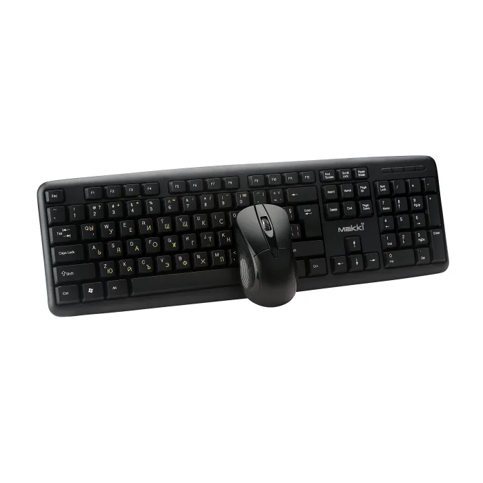 Комплект клавиатура и мишка Makki MAKKI-KM-003, USB, БДС кирилизация, клавиатура с 105 клавиша, оптична мишка, 1000 dpi, 3 бутона, черен