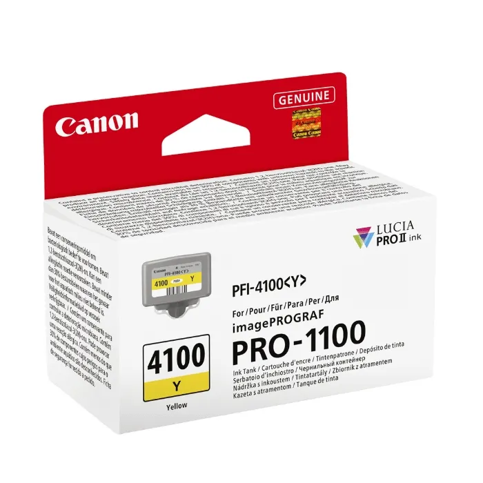 Мастилена касета CANON PFI-4100, жълт, 80 ml, съвместима с imagePROGRAF PRO-1100
