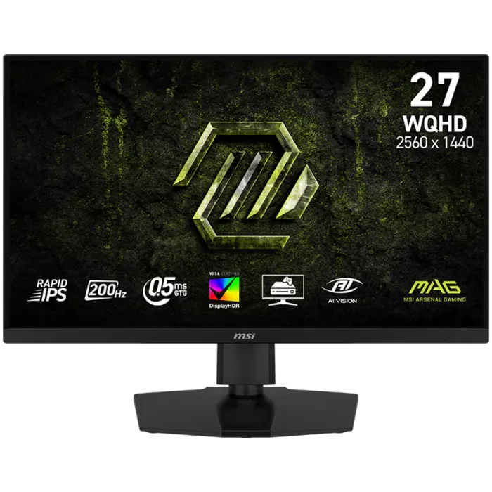 MSI MAG 274QPF E20 27" геймърски монитор, WQHD, Rapid IPS, 200Hz, 0.5ms, HDMI, DisplayPort, USB-C
