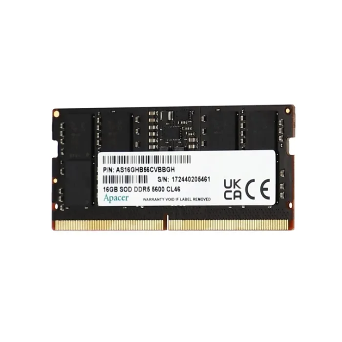 RAM памет APACER AS16GHB56CVBBGH, 16 GB, DDR5, SODIMM, 5600 MHz, за лаптопи