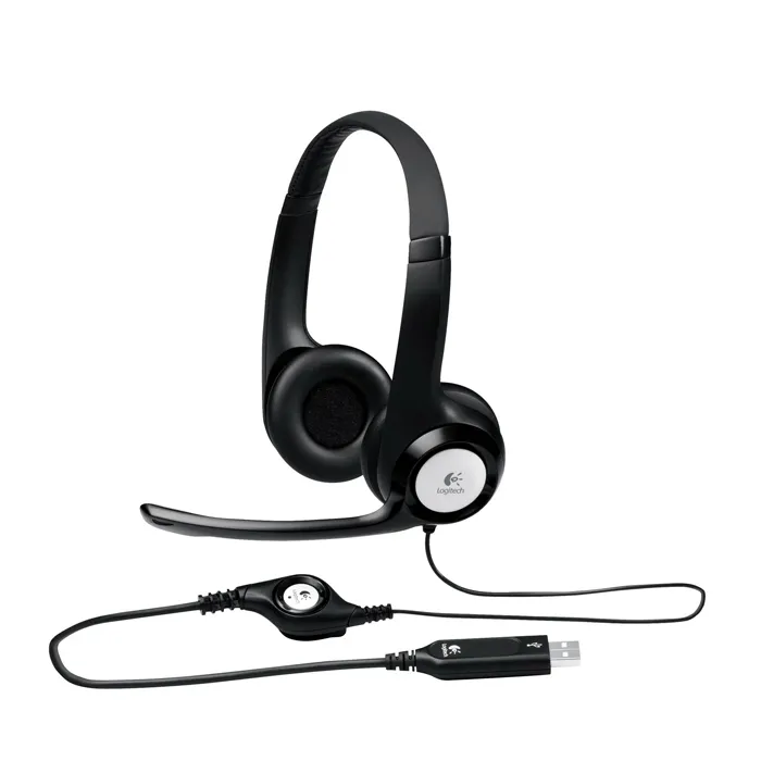 Слушалки Logitech H390, USB, Микрофон, Черен цвят, 981-000406