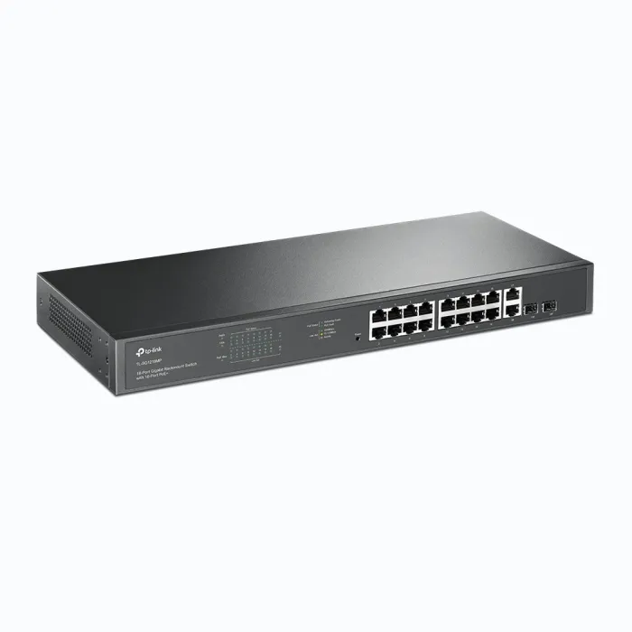TP-Link TL-SG1218MP суич 18x Gigabit, 16x PoE+ (802.3af/at), 2x SFP combo, 250W, rack 1U