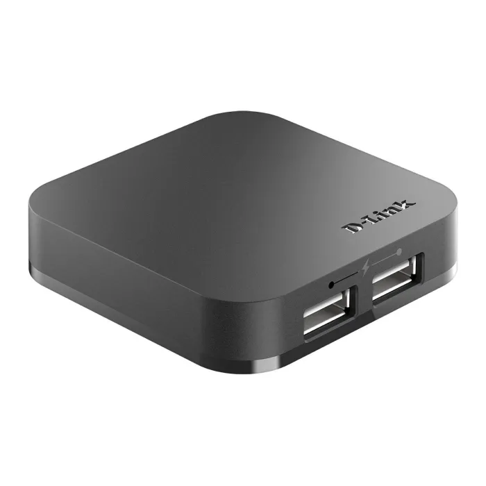 USB хъб D-Link D-LINK-DUB-H4-E, USB 2.0, 4 USB-A порта, захранване 220 V, съвместим с Mac OS, черен