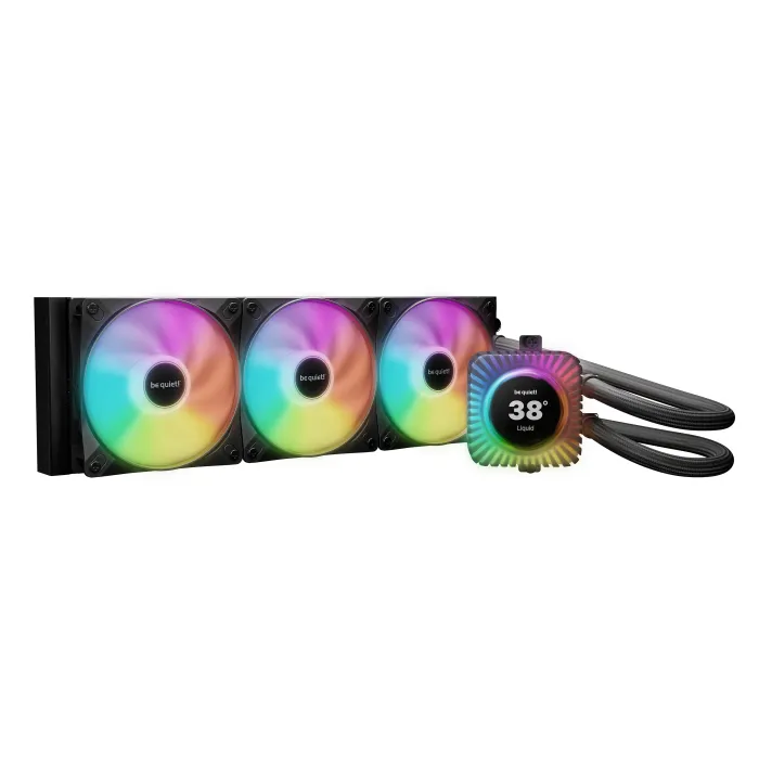 Водно охлаждане за процесор be quiet! LIGHT LOOP IO LCD 360mm, LCD дисплей, ARGB, 3x 120 mm вентилатора, Intel LGA 1851/1700, AMD AM5/AM4, черно